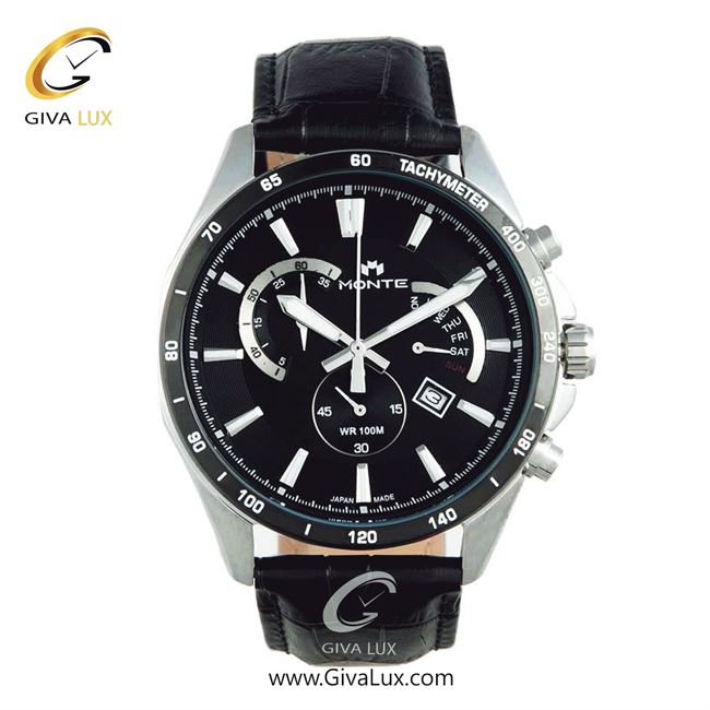 ساعت مچی اورجینال مردانه مونته سه موتوره فول تایم نقره ای | مشکی| مشکی| کد رفرنس M1754324 BLB